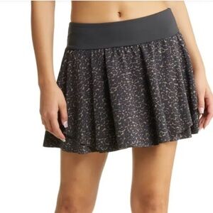 Varley Adams Animal Print Black and Brown Mini Skort XS